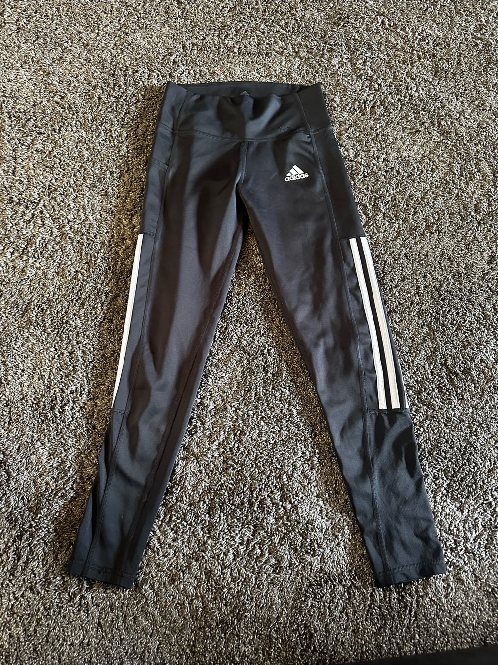 adidas Black Leggings with White Side Stripes